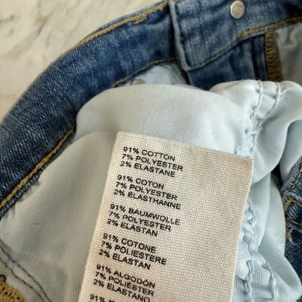 Free People Skinny Jeans Women's Size 27 Distressed Blue Denim Mid Rise Stretch